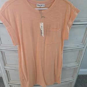 New Girl Order Peach Short Sleeve Pocket Dress